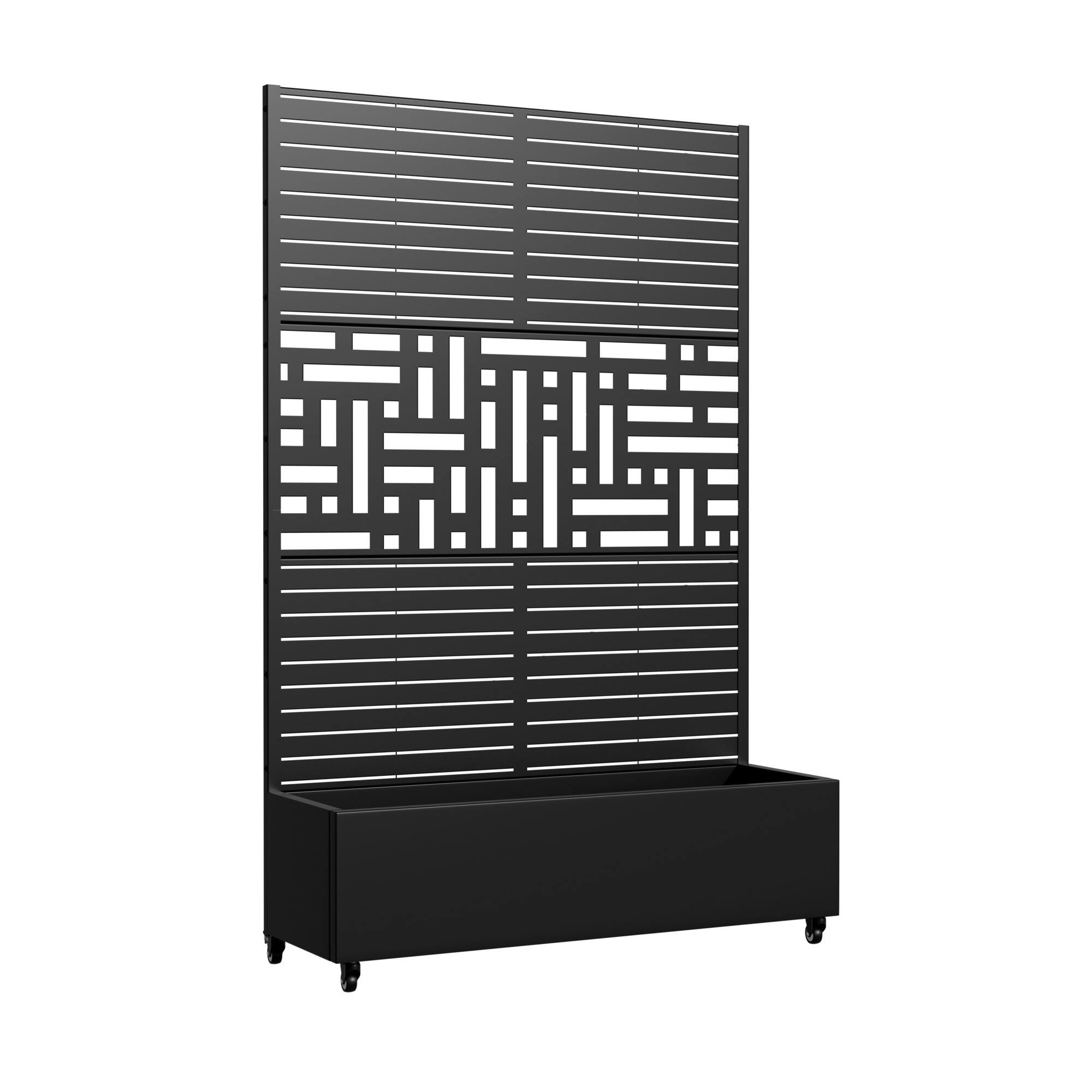 Angle. PexFix - 72 in. H x 47 in. W Loulen Pattern Rectangle Metal Planter Box Raised Garden Beds with Trellis-Ideal for Balcony - Black.