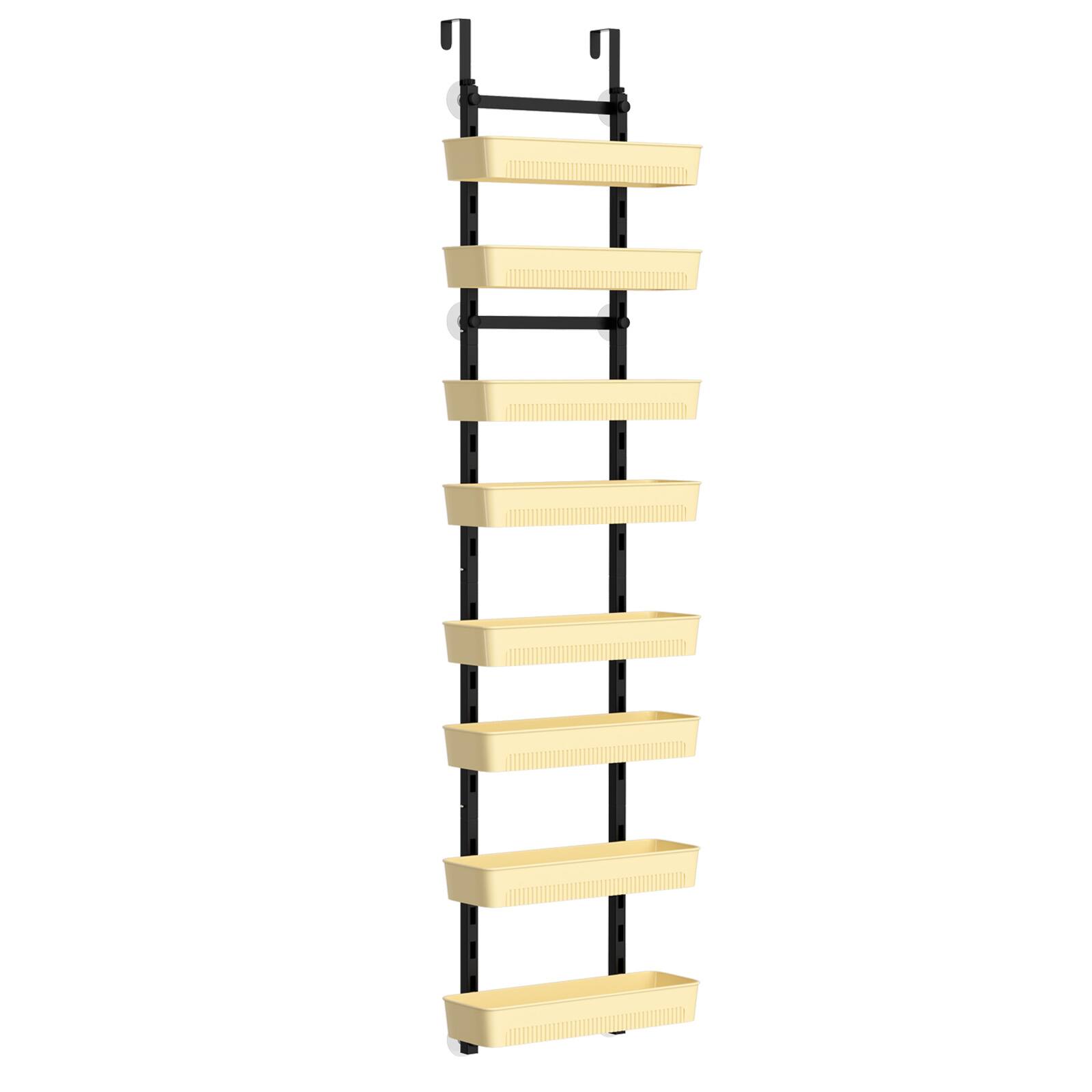 Angle. Oumilen - Over-the-Door 8-Tier Hanging Organizer, 8 Removable Cream Yellow Baskets Adjustable Frame for Pantry Bathroom - Yellow.