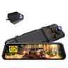 WOLFBOX - 4K Rearview Mirror Dash Cam, 4K +1080P, 10" Touch Screen, Night Vision, Looping Recording, G-sensor - Black