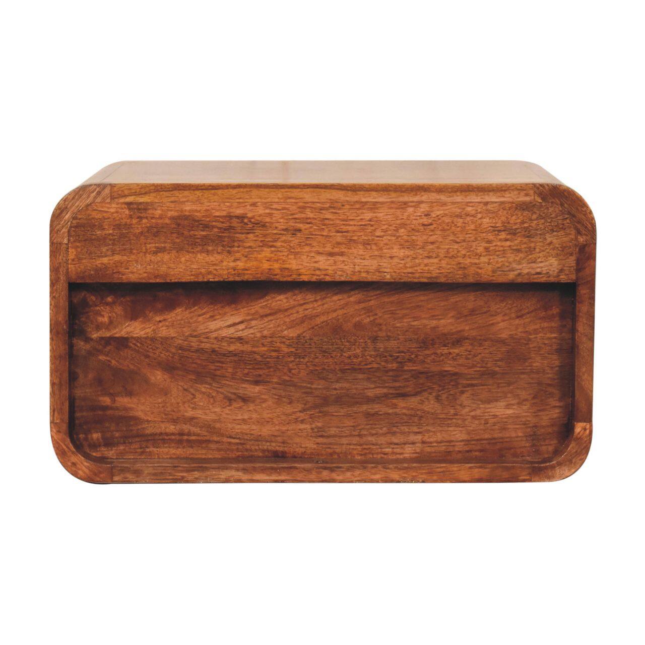 Back. Artisan Furniture - Artisan Furniture Solid Wood Curved Honey Caramel Wall Mounted Bedside with Open Slot - Brown.