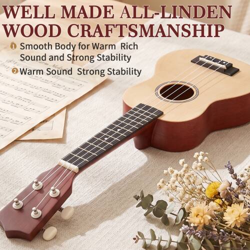 WELL MADE ALL-LINDEN WOOD CRAFTSMANSHIP

1. Smooth Body for Warm Rich Sound and Strong Stability
2. Warm Sound Strong Stability
