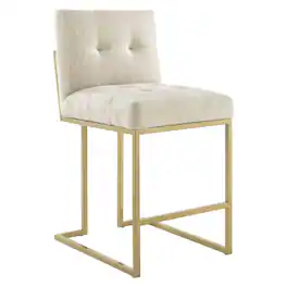 Privy Gold Stainless Steel Upholstered Fabric Counter Stool by Modway - Brown
