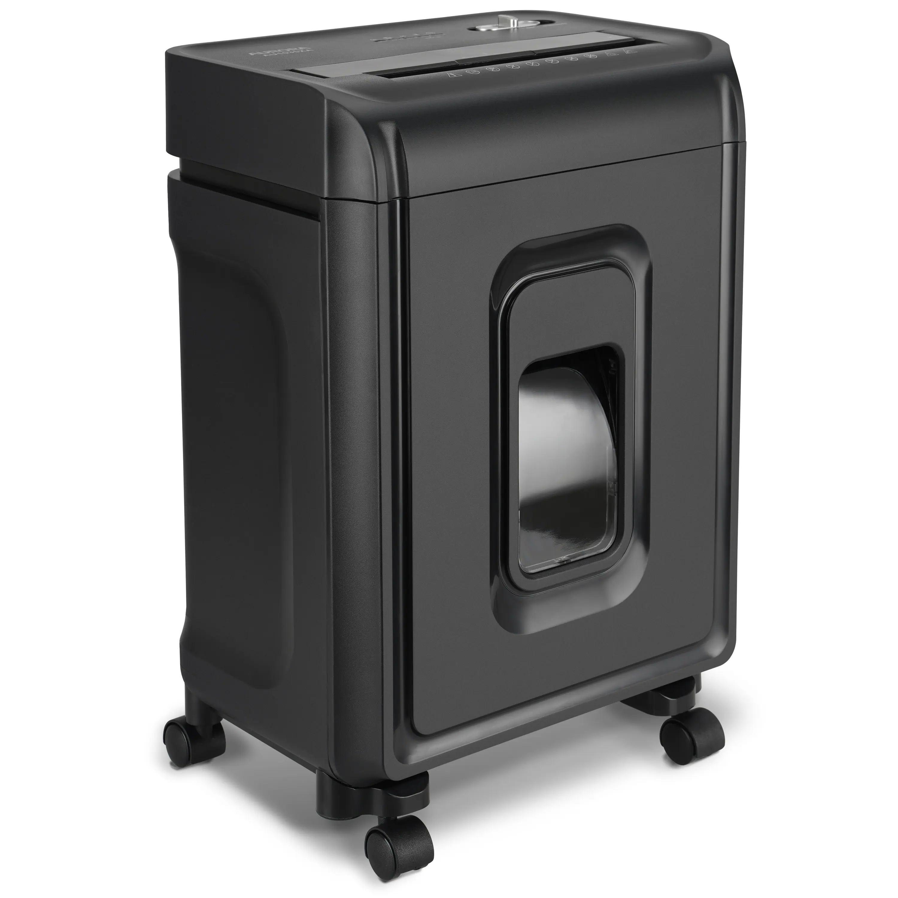 Left. Aurora - Aurora AU1035XA 10-Sheet Crosscut Paper/Credit Card Shredder with 4-Gallon Pullout Wastebasket - Black.