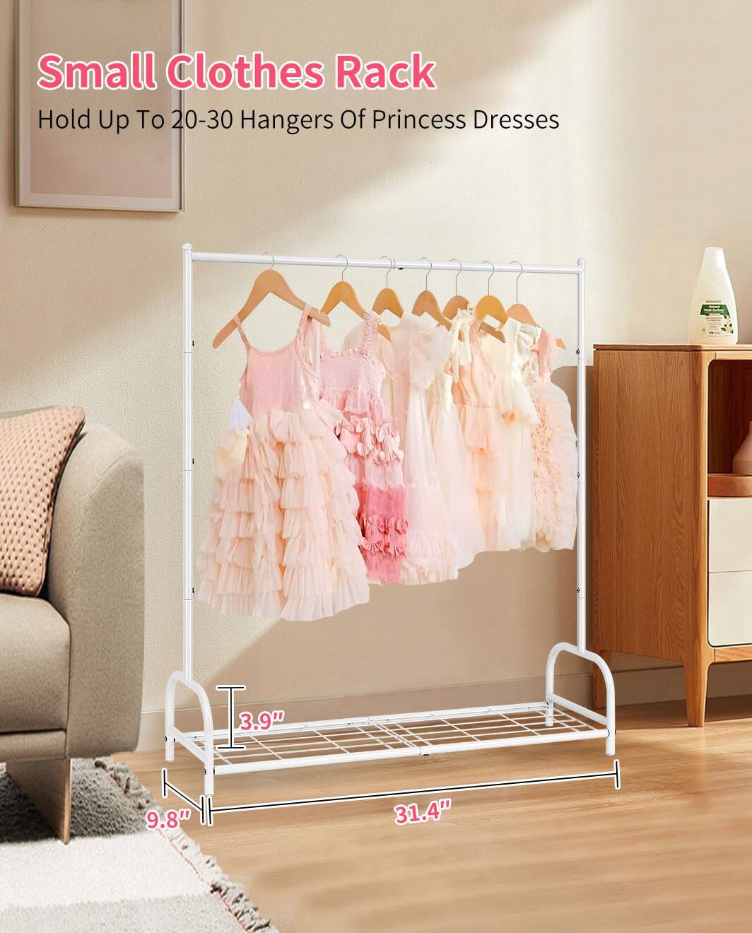 Empire DigiLabs Clothing Rack With Bottom Storage Shelf Metal Dress Up ...