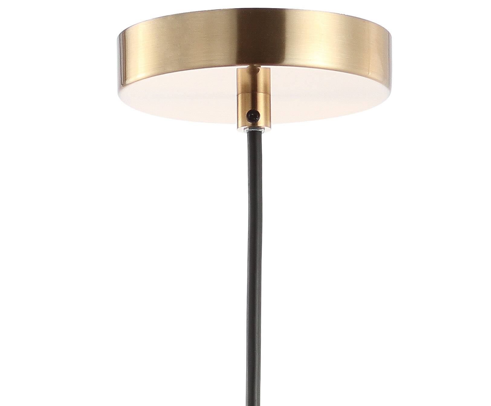 Alt View 5. Jonathan Y - Apollo 6" 1-Light Mid-Century Modern Iron LED Pendant, Black/Brass Gold - Black/Brass Gold.
