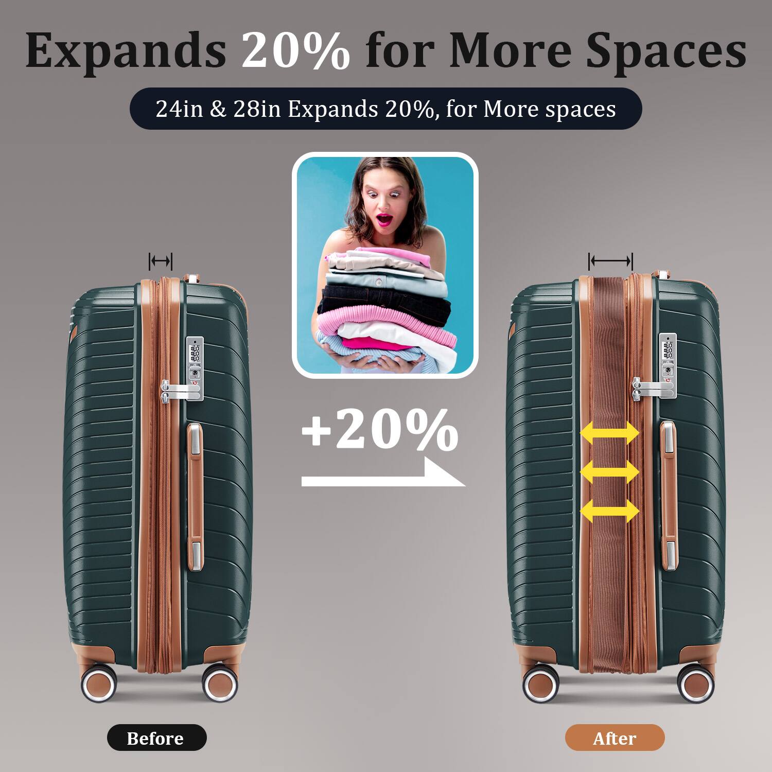 Expands 20% for More Spaces

24in & 28in Expands 20%, for More spaces

+20%

Before

After