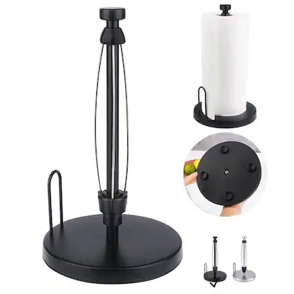 Front. Ocalpur - Ocalpur Metal Paper Towel Holder, Non-Slip Base Countertop Stand, One-Handed Operation, Silver.