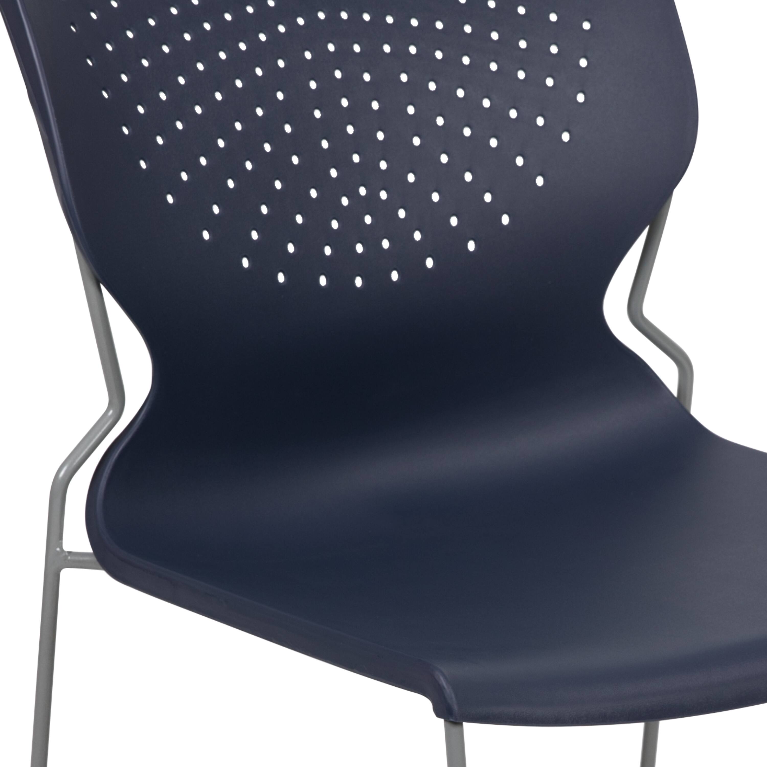 Alt View 10. Emma + Oliver - Home and Office Stack Chair with Lumbar Support and Metal Frame - Guest Chair - Navy.
