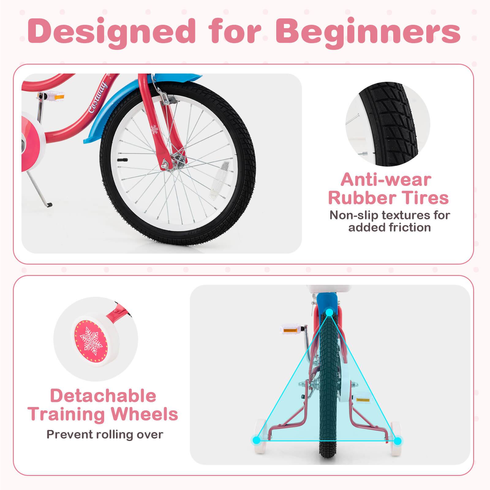 Designed for Beginners

Anti-wear Rubber Tires  
Non-slip textures for added friction

Detachable Training Wheels  
Prevent rolling over