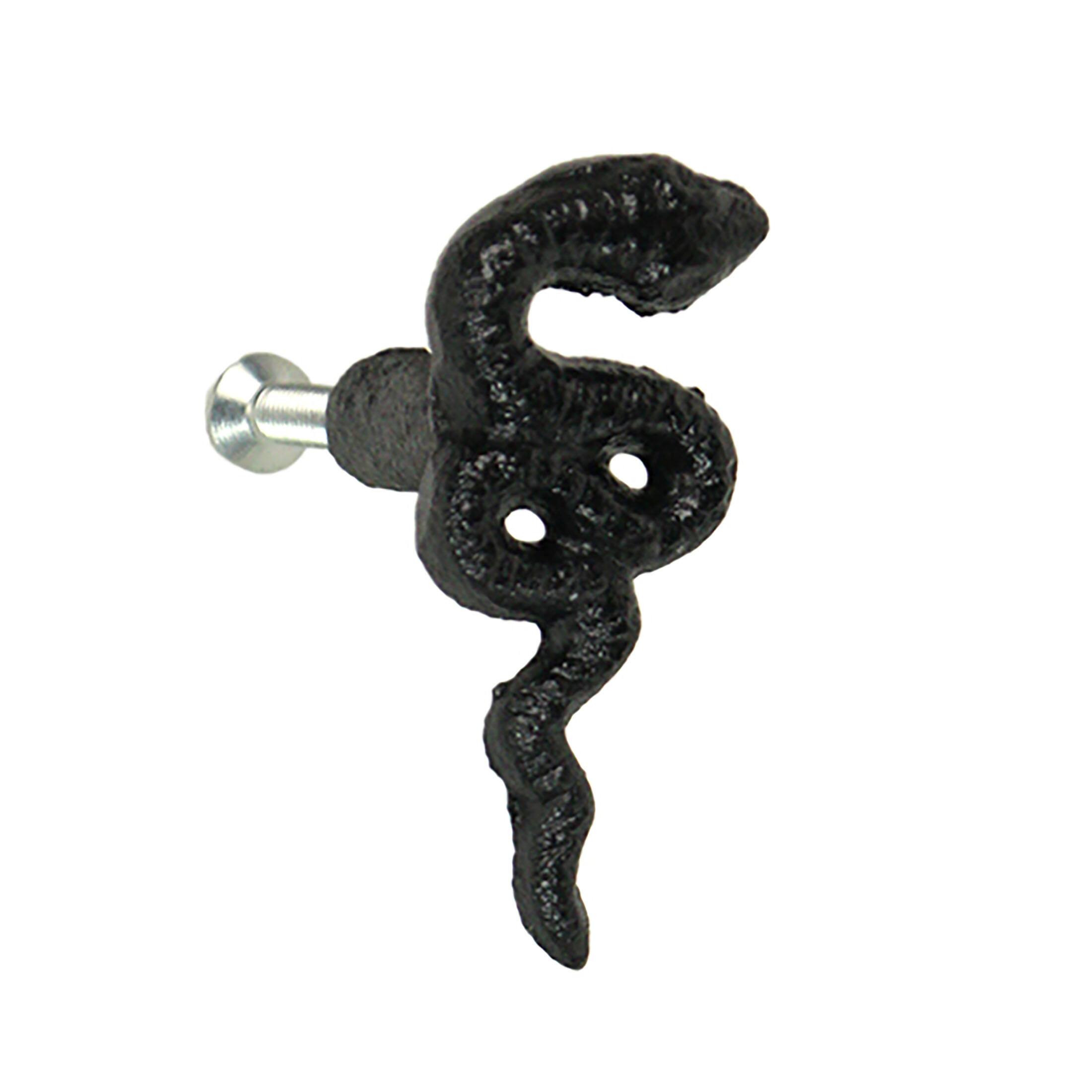 Alt View 1. Zeckos - Set of 6 Black Snake Drawer Pulls - 2.25" x 1" - Cabinet Decor - Black.