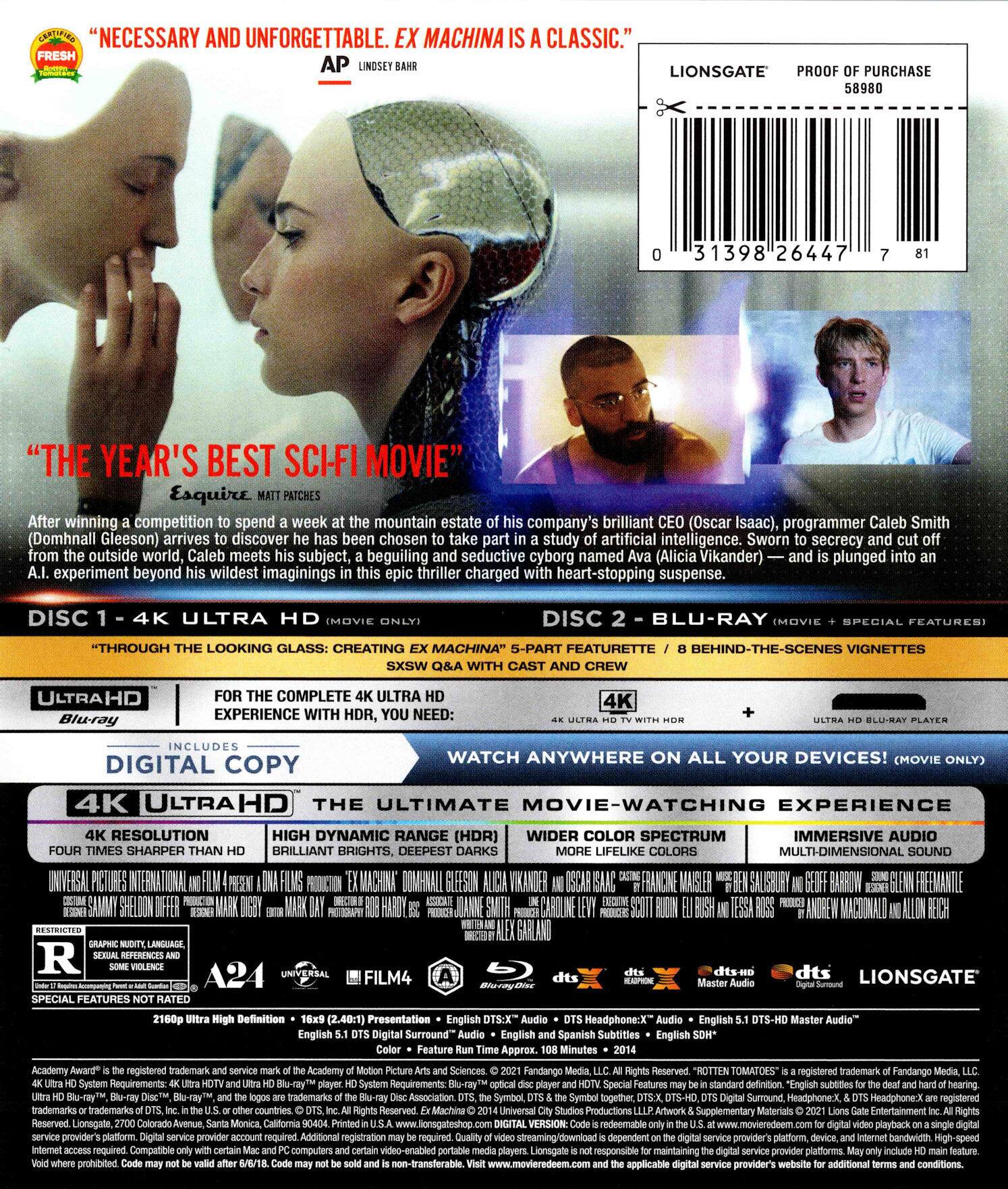 Alt View 1. Ex Machina   - 4K Blu-Ray.