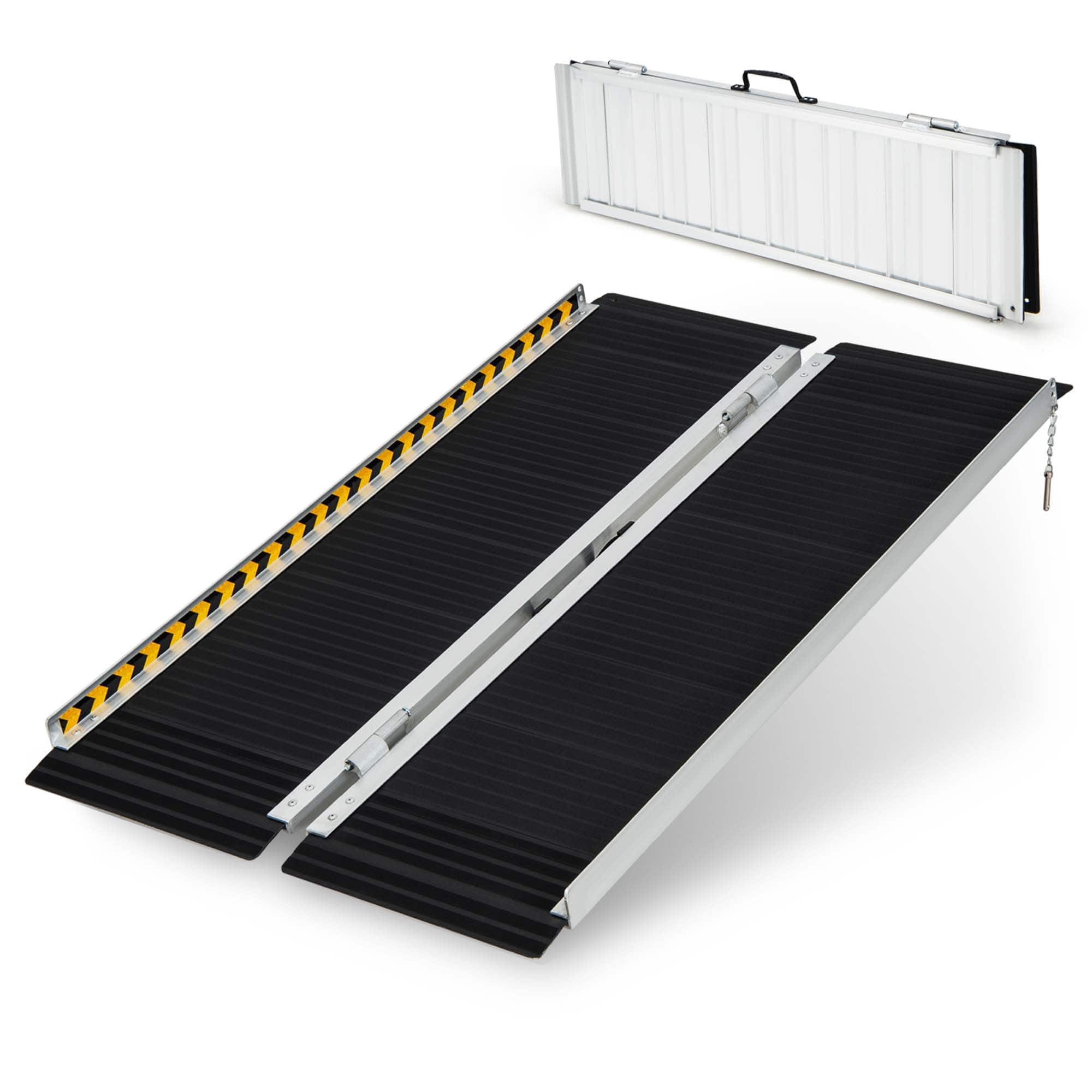 Costway - Portable Aluminum Wheelchair Ramp 4 FT with Transition Plate & Non-slip Surface - Silk