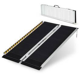 Costway - Portable Aluminum Wheelchair Ramp 4 FT with Transition Plate & Non-slip Surface - Silk