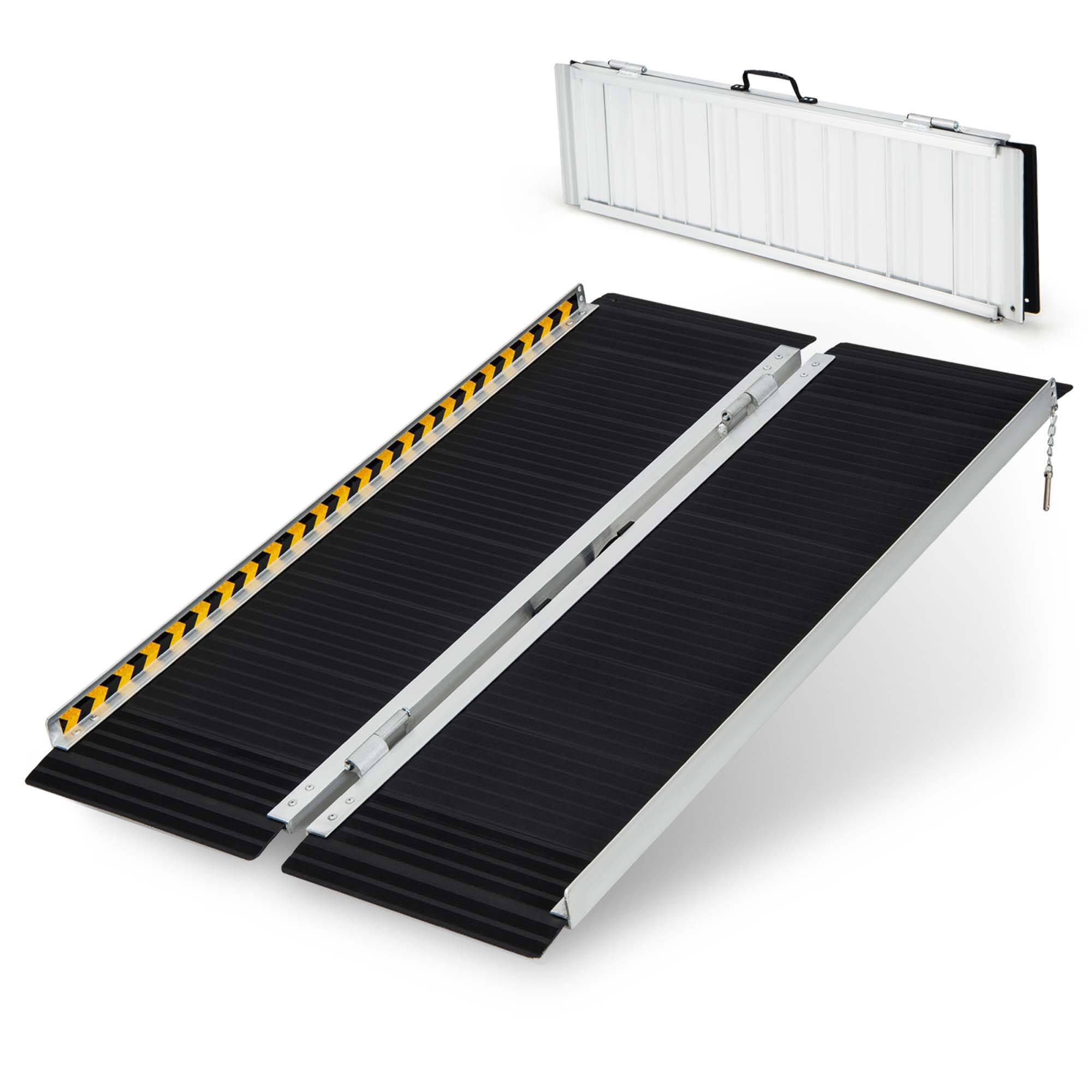 Front. Costway - Costway Portable Aluminum Wheelchair Ramp 4 FT with Transition Plate & Non-slip Surface - Silk.