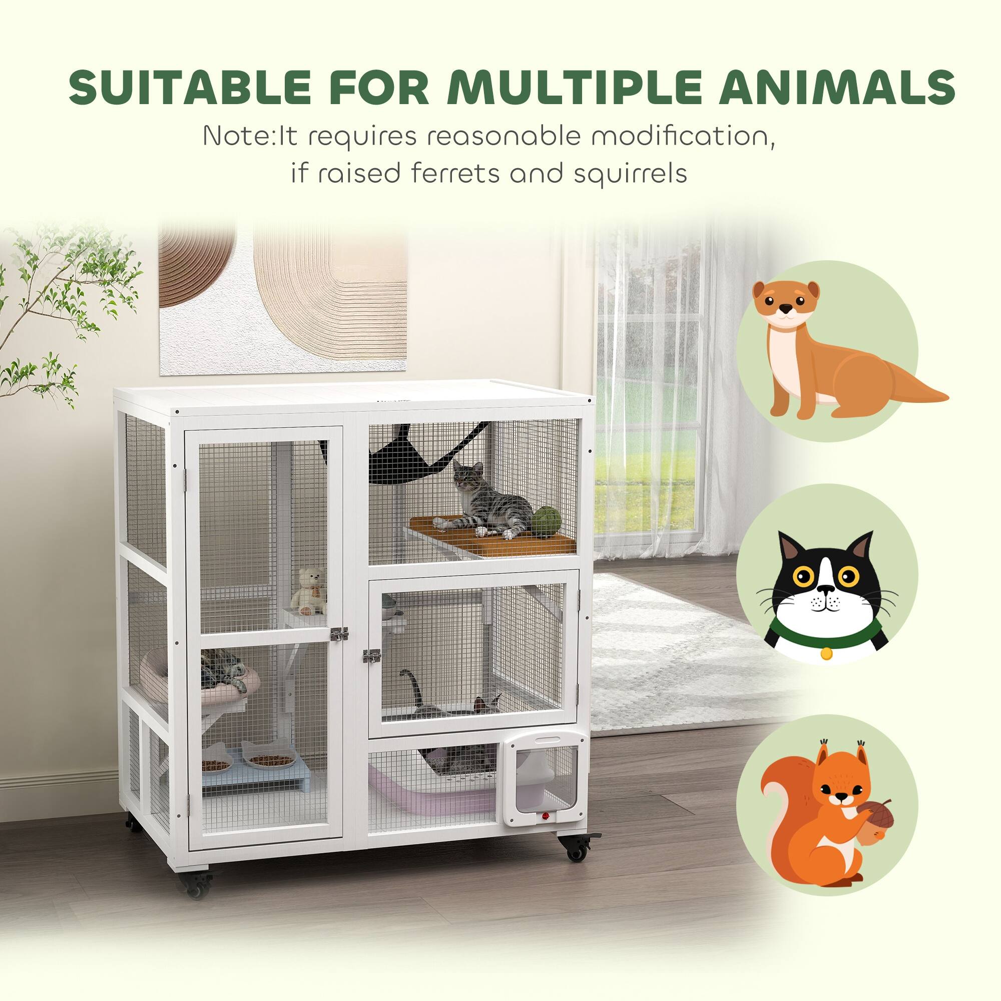 SUITABLE FOR MULTIPLE ANIMALS

Note: It requires reasonable modification, if raised ferrets and squirrels