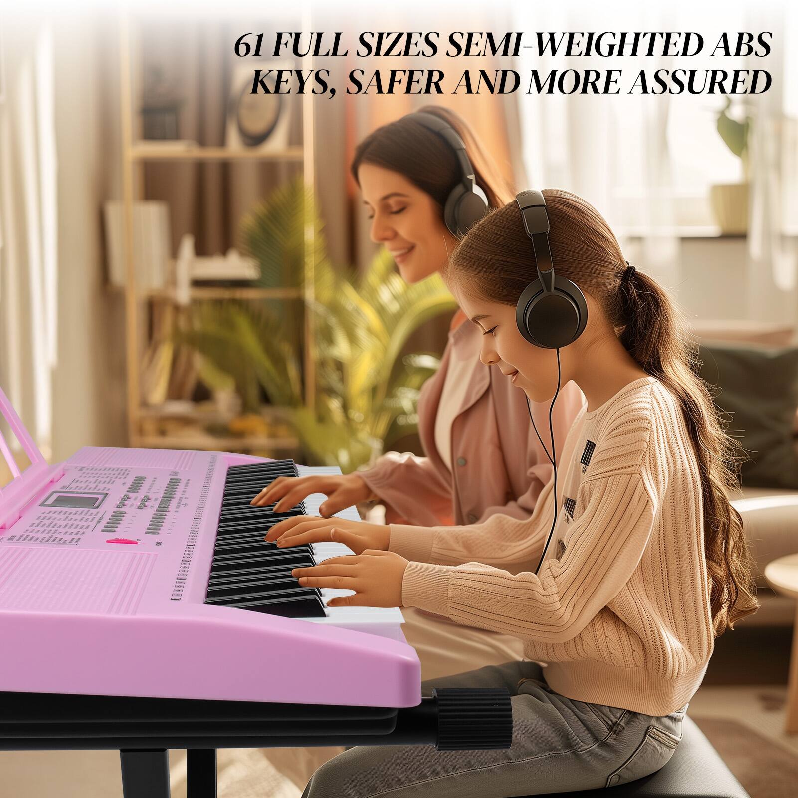 61 FULL SIZES SEMI-WEIGHTED ABS KEYS, SAFER AND MORE ASSURED