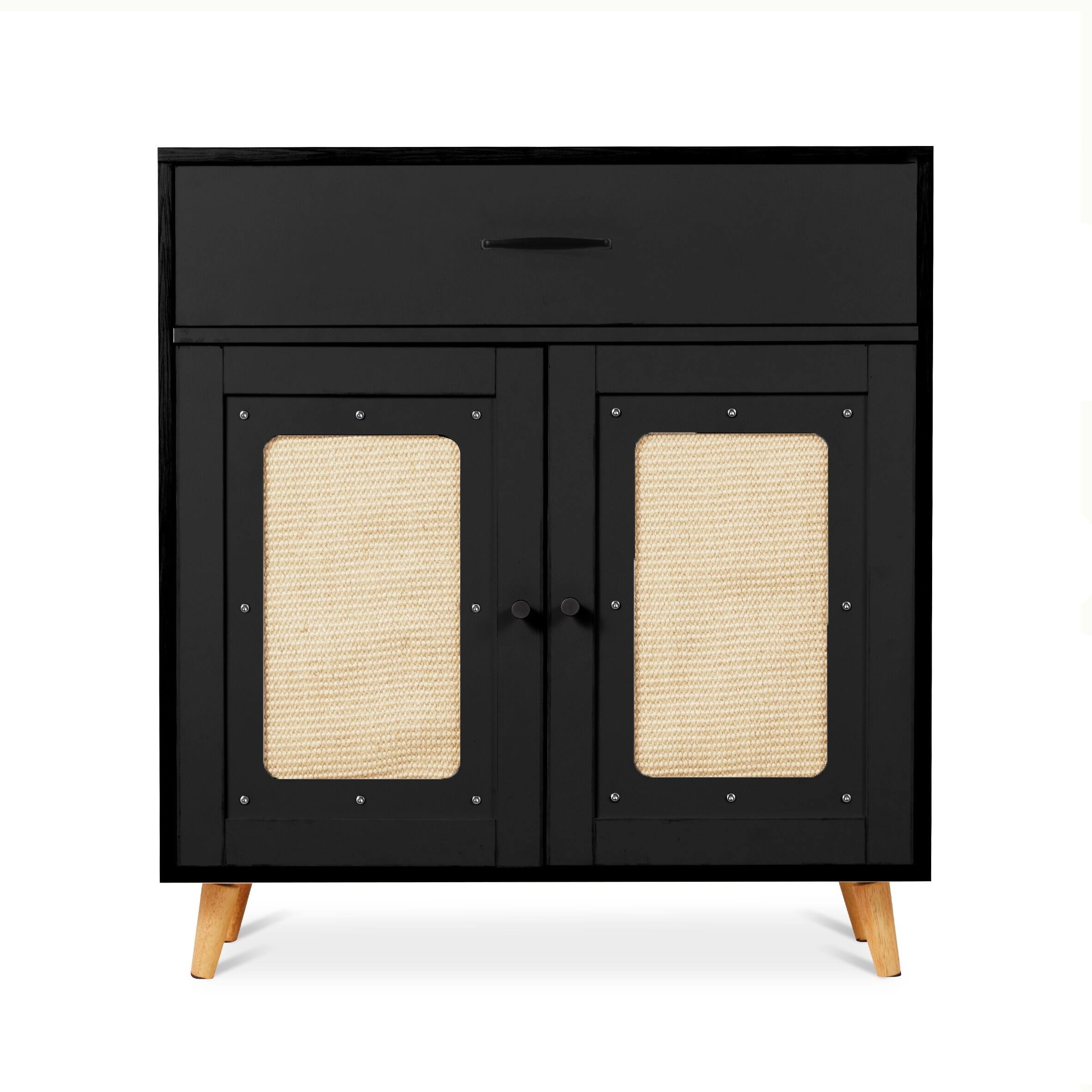 Alt View 6. U-HOMY - Hidden Cat Litter Box Cabinet with Drawer, Ventilation, and Scratch Door Furniture - Black.