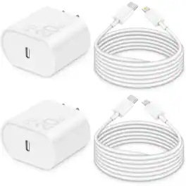 MOSZAR LLC - 2-Pack 10FT MFi Lightning Cable with 20W PD Charger for iPhone 14/13/12/11, iPad - White