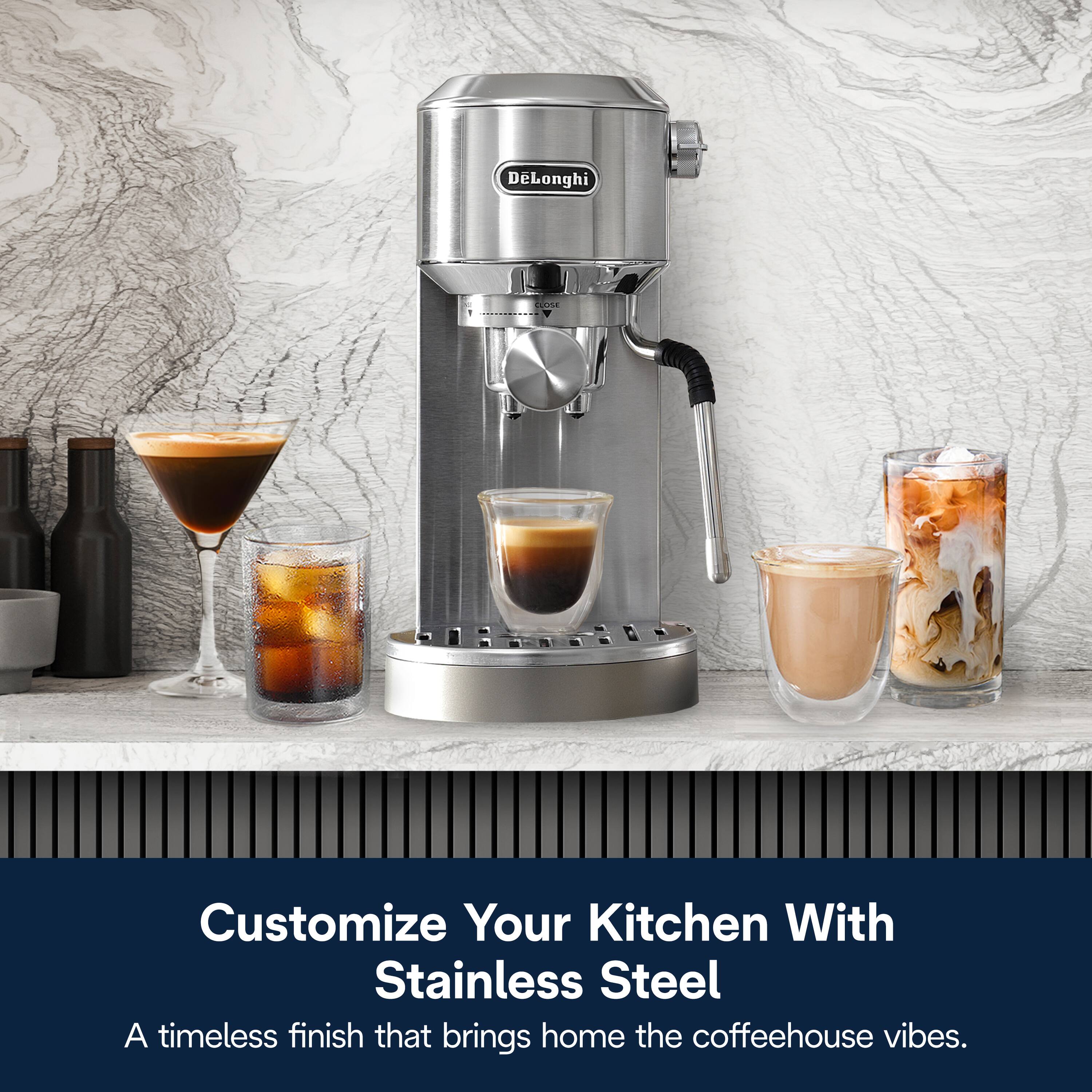 DeLonghi 1 CUCHE Customize Your Kitchen With Stainless Steel. A timeless finish that brings home the coffeehouse vibes.
