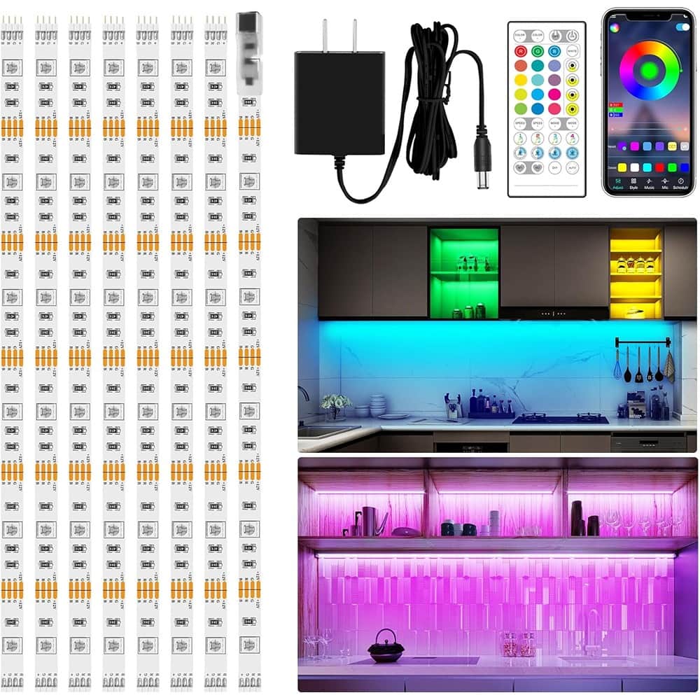 PARKER SLATER - 8PCS Under Cabinet Lights, App & Remote Control, Music Sync, 13ft LED Strip - RGB
