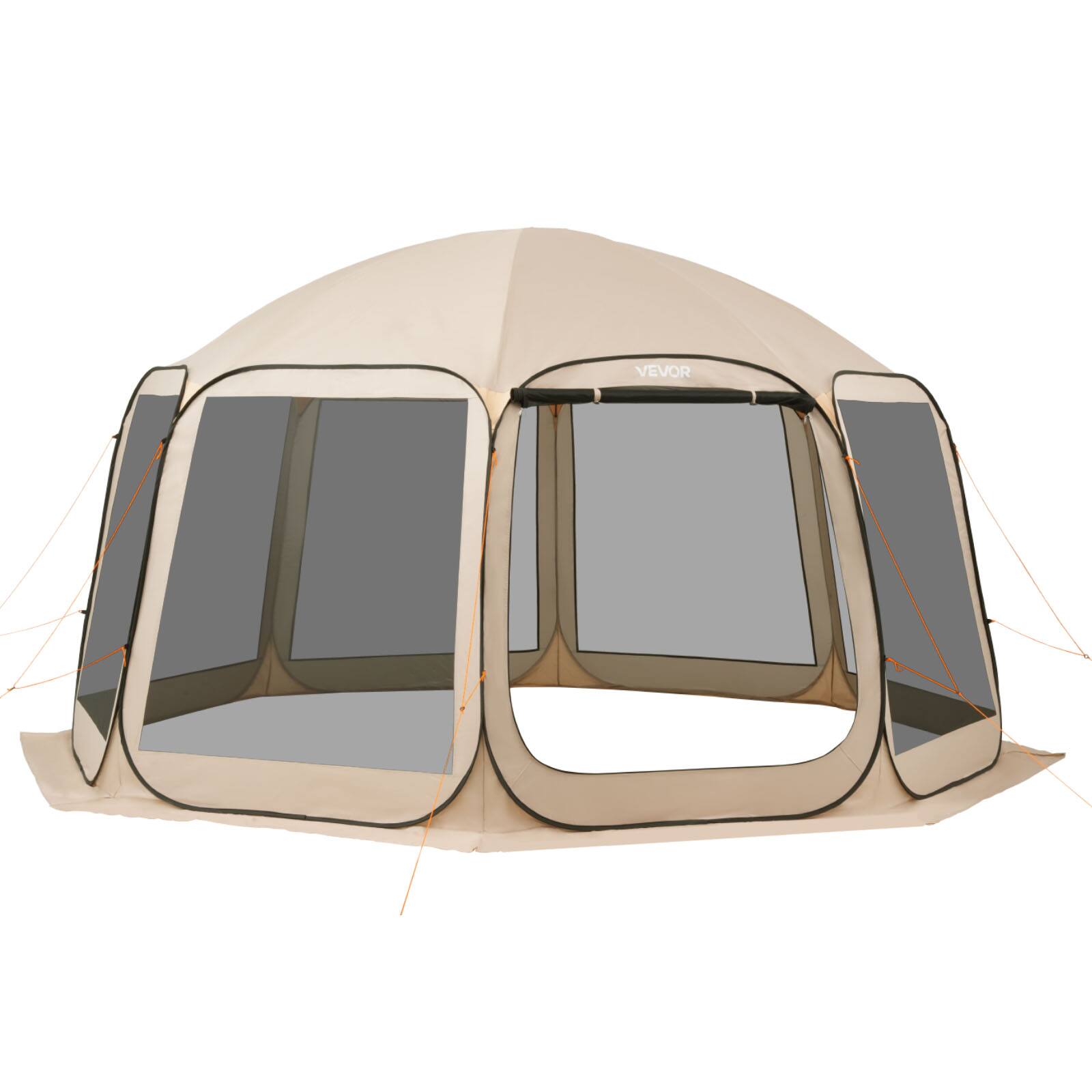 Alt View 5. VEVOR - Screen House Tent, 15 x 13.8 ft, 12-15 Person Pop Up Screen Tent, Portable Screened in Canopy with Carry Bag - Beige.