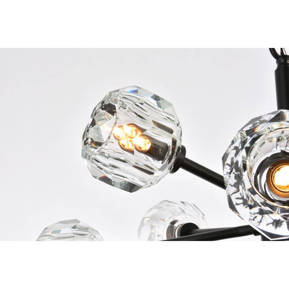 Alt View 3. Elegant Lighting - Graham 8 Light Pendant in Black - Black And Clear.
