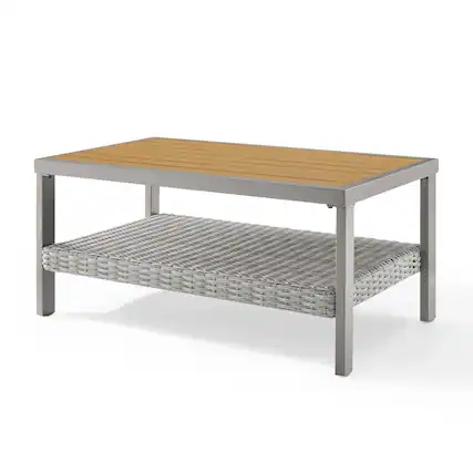 Front. Songmics Home - Patio Coffee Table with Storage - Gray.