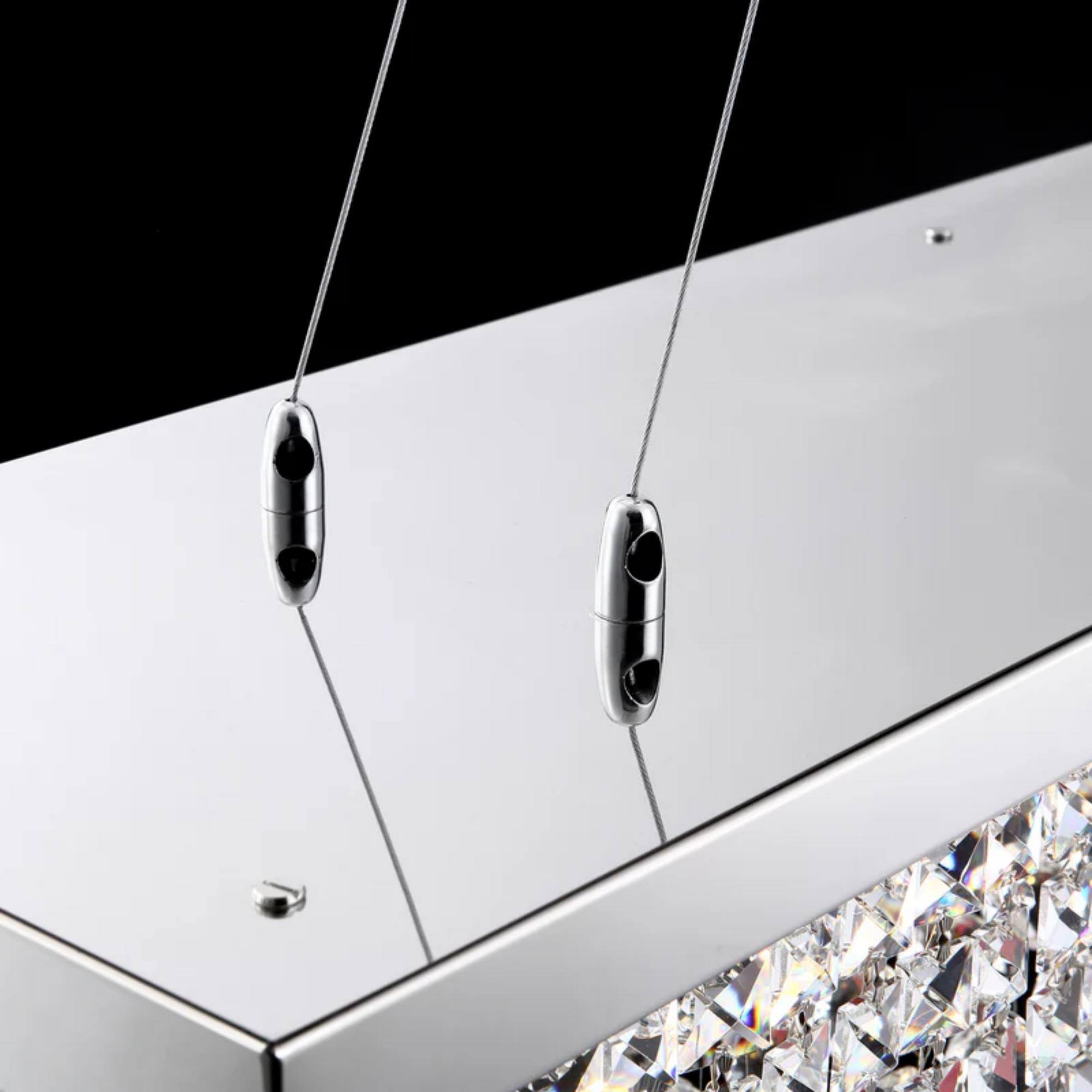 Alt View 9. Siljoy - 31.5" 6-Light Chrome Linear Crystal Chandelier, Adjustable K9 Crystal Pendant Light for Kitchen Island Dining Room Foyer - Chrome.