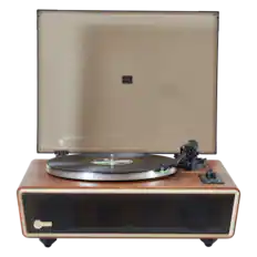 Front. Arkrocket - Arkrocket Huygens Bluetooth Turntable with Built-in Speakers - Walnut.