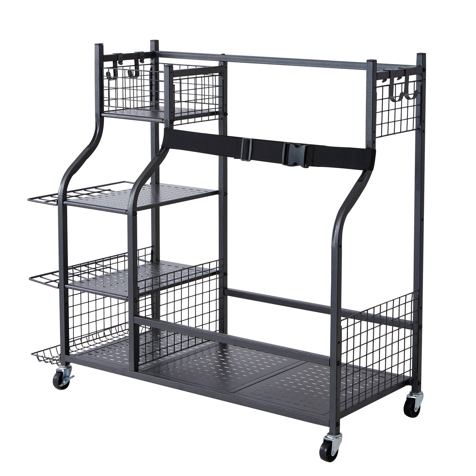 Alt View 5. VEVOR - Golf Storage Garage Organizer, 2 Golf Bag Stand Holder and Other Sports Equipment Storage Rack - Black.