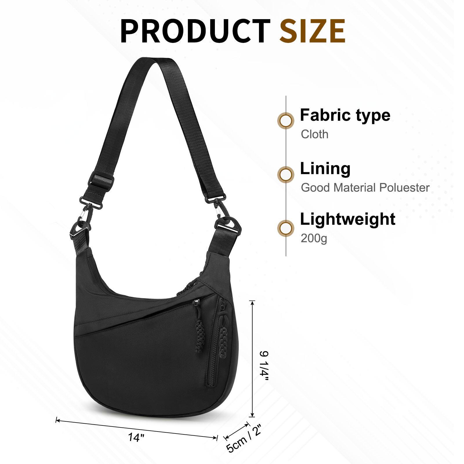 PRODUCT SIZE  
Fabric type: Cloth  
Lining: Good Material Polyester  
Lightweight: 200g  
Dimensions: 14" x 6 1/4" x 2" (5cm x 15cm x 5cm)