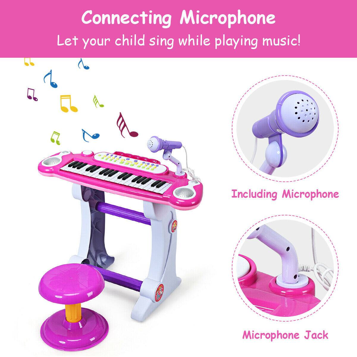 Connecting Microphone: Let your child sing while playing music! Including Microphone and Microphone Jack.