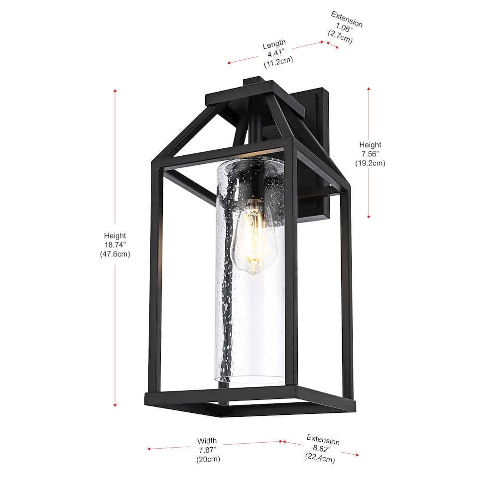 Elegant Lighting - Zora 19 inch Outdoor Wall sconce in Black - Black And Clear