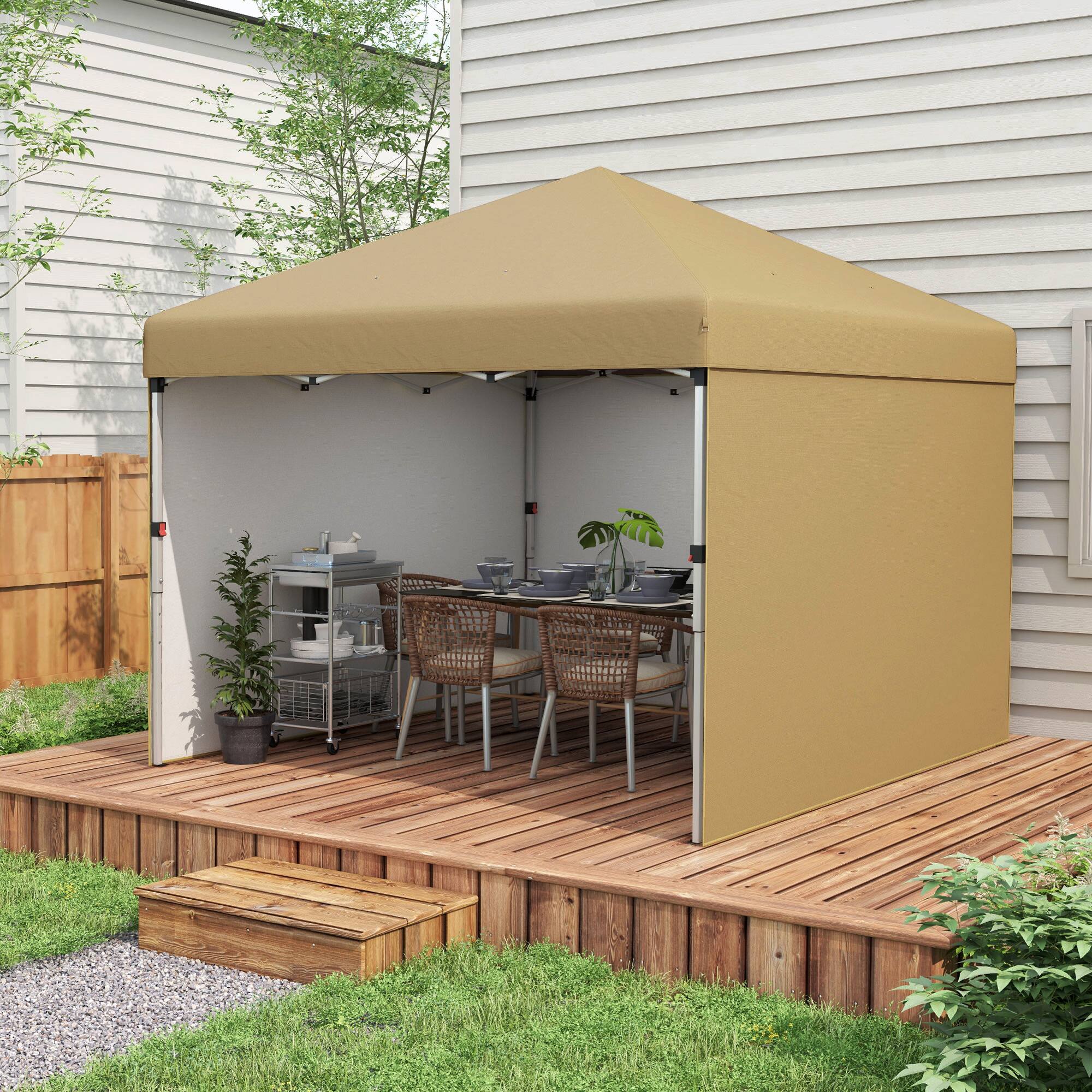 Alt View 1. Outsunny - x 10' Pop Up Canopy with Sidewalls, Weight Bags and Carry Bag - Beige.