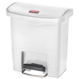 RubberMaid - Slim Jim Streamline Resin Step-On Container, Front Step Style, 4 gal, Polyethylene, White