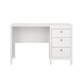 Tvilum - Madrid Home Office Writing Desk with 3 Storage Drawers - White