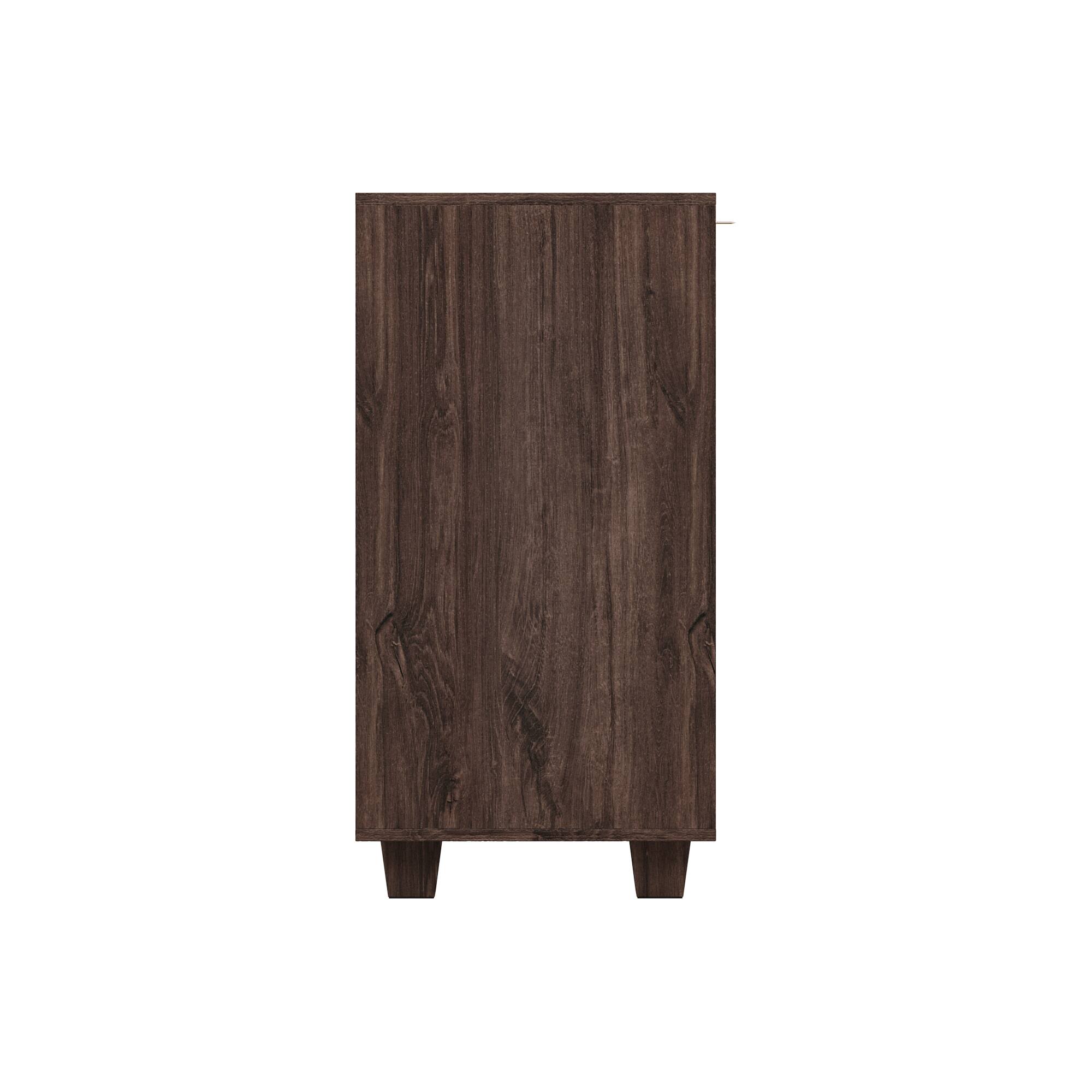 Left. Famapy - Famapy Wood - Grain Glass - Door Storage & Display Cabinet：Elevate Your Home with Timeless Charm - Brown.