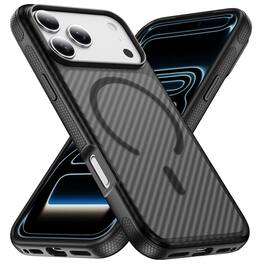 Equipd - Case for iPhone 18 Pro / iPhone 17 Pro (6.3"), MagSafe Compatible, Carbon Fiber Texture Shockproof Grip Bumper Cover - Black