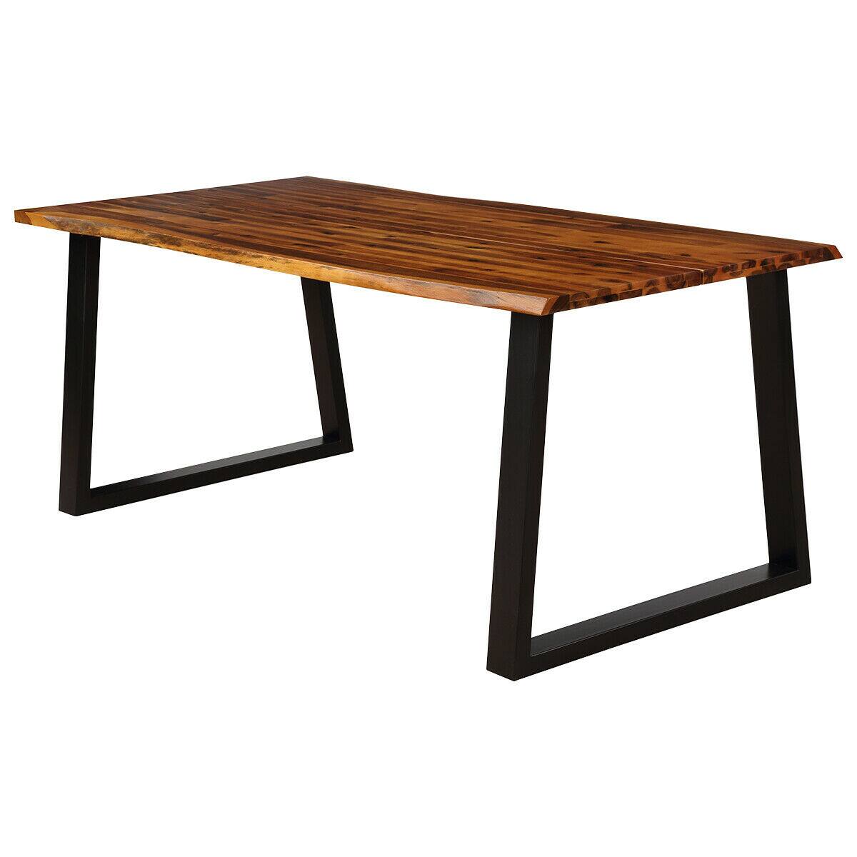 Alt View 9. Gymax - Gymax Rectangular Acacia Wood Dining Table Rustic Indoor &Outdoor Furniture - Brown + Black.