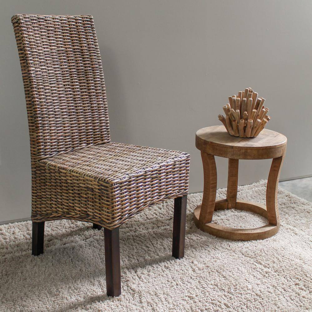 Angle. International Caravan - International Caravan Java Rattan Dining Chair - Salak Brown.