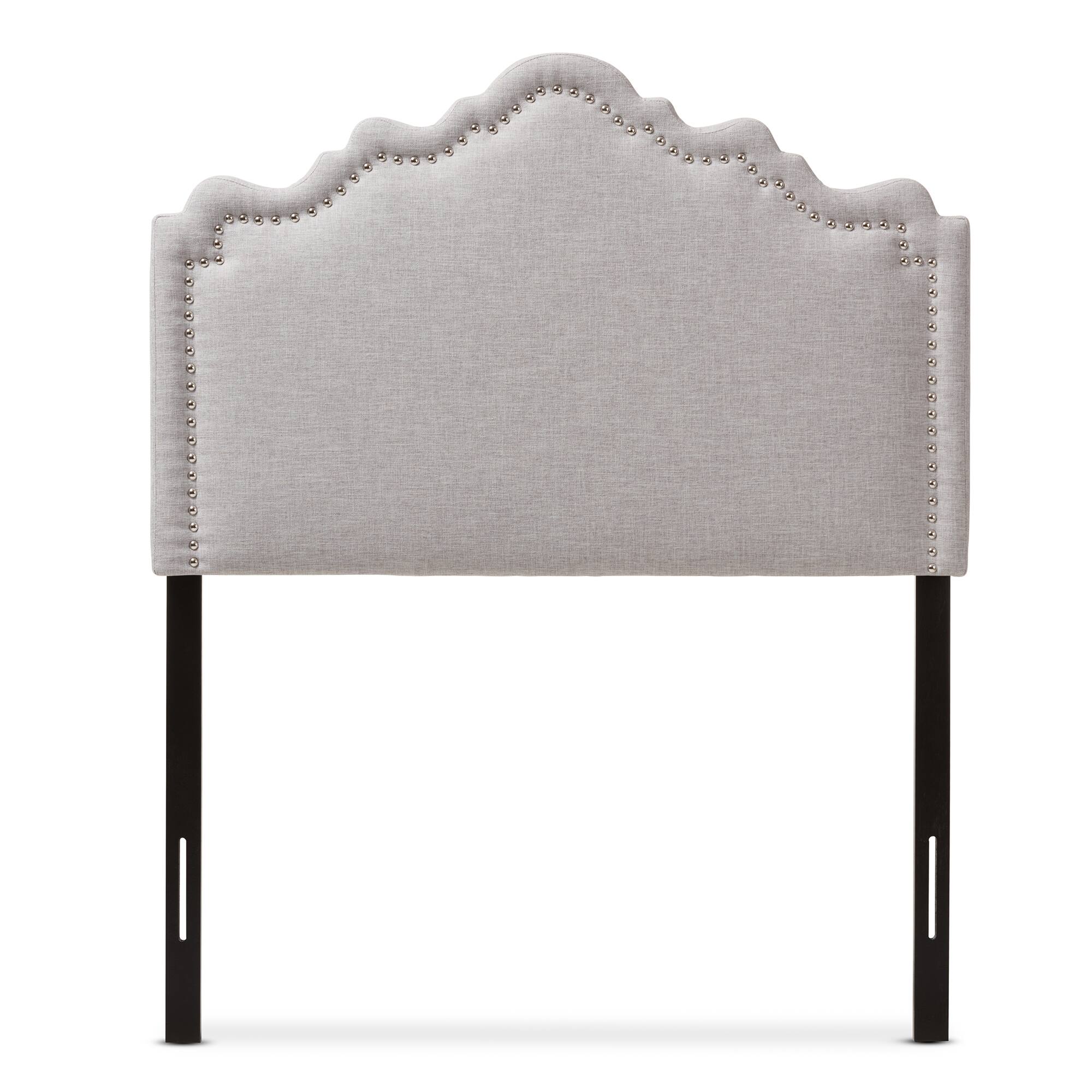 Angle. Baxton Studio - Nadeen Modern and Contemporary Fabric Twin Size Headboard - Greyish Beige.