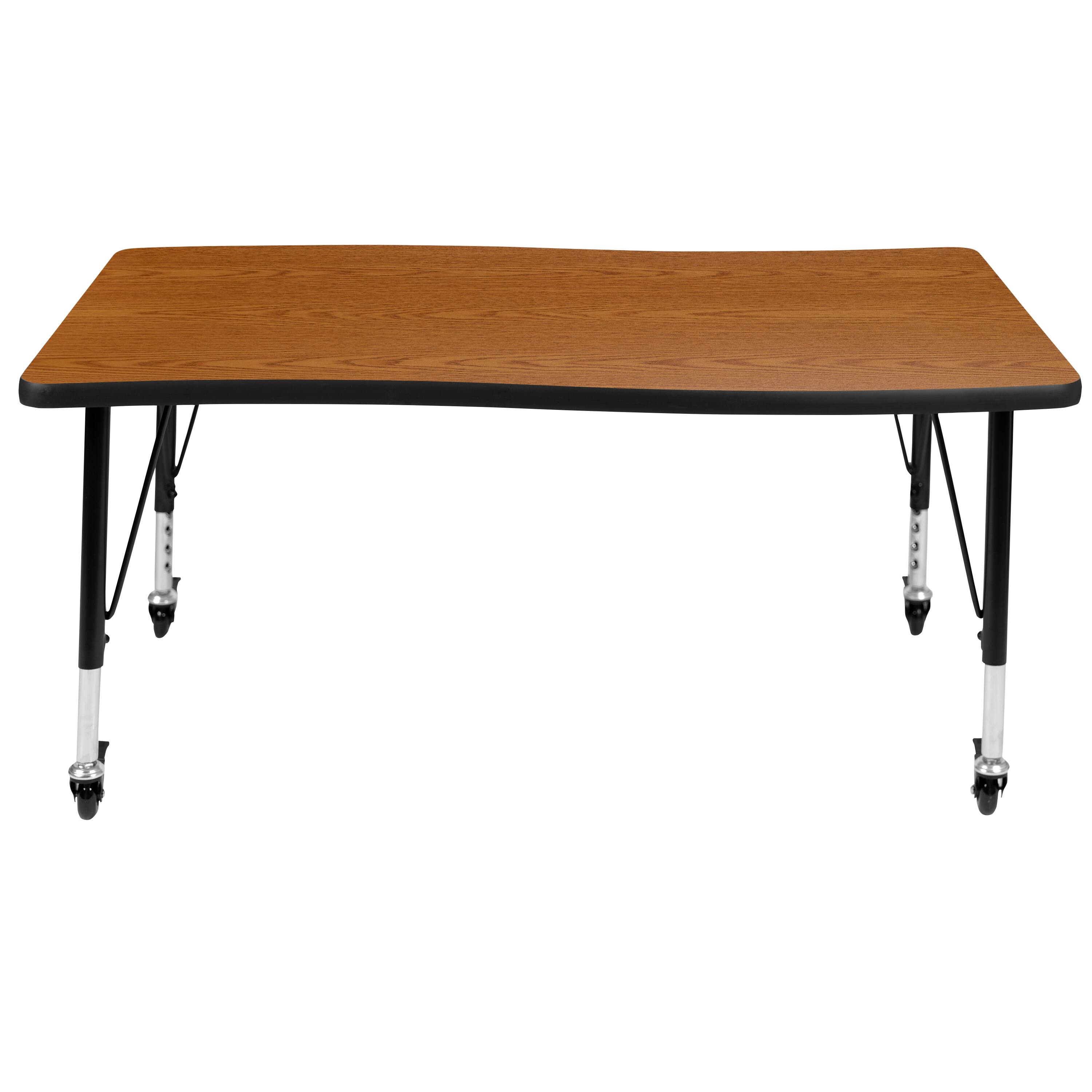 Alt View 5. Emma + Oliver - Mobile 28"Wx47.5"L Wave Flexible Collaborative Kids Adjustable Activity Table - Oak.
