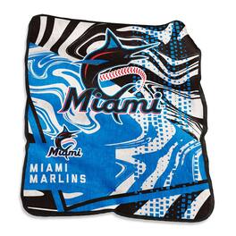 Logo Brands - Miami Marlins 50" x 60" Swirl Raschel Throw Blanket - Multicolor