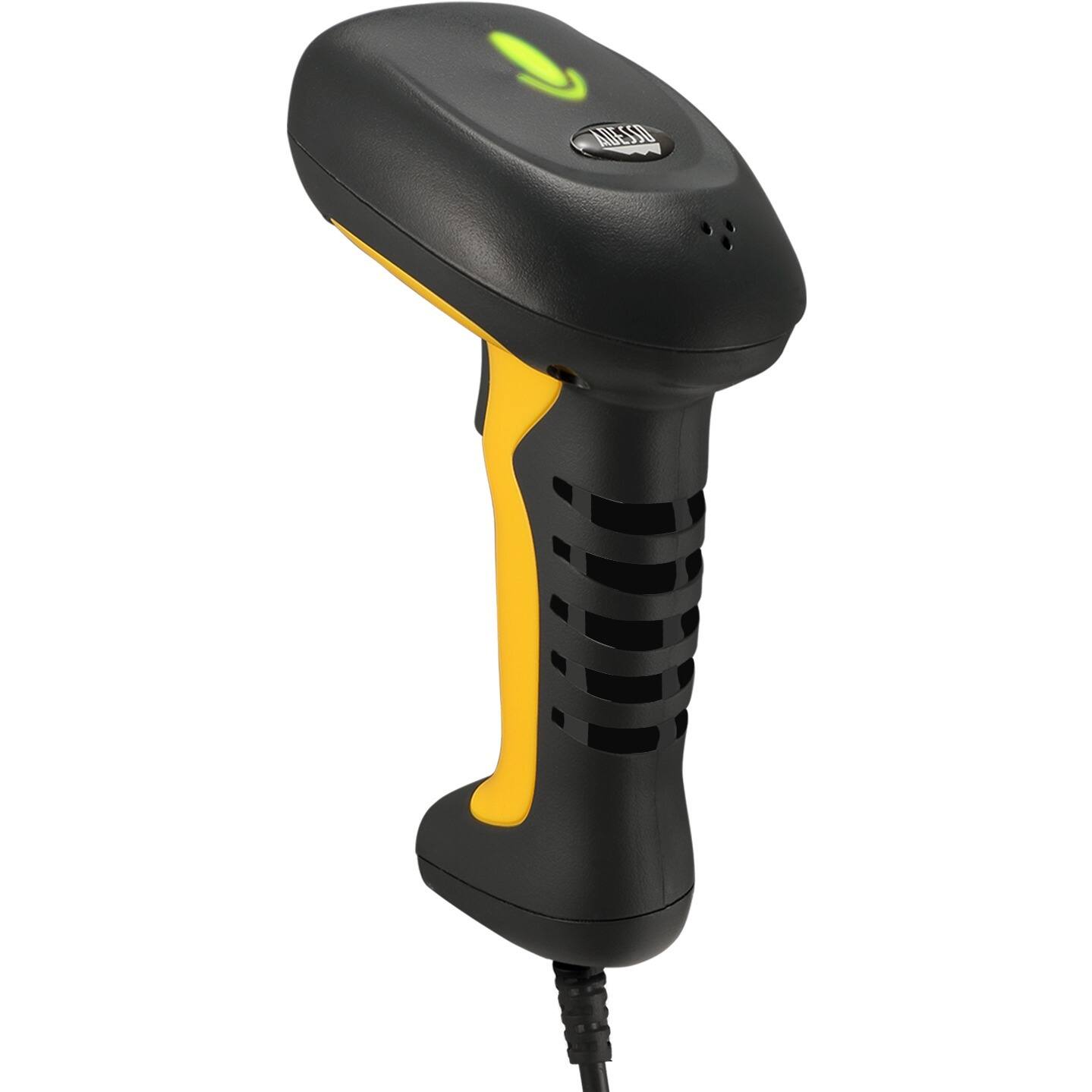 Alt View 2. Adesso - Adesso NuScan 5200TU- Antimicrobial & Waterproof 2D Barcode Scanner - Cable Connectivity - 12" Scan Distance - 1D, 2D - Yellow,Black.