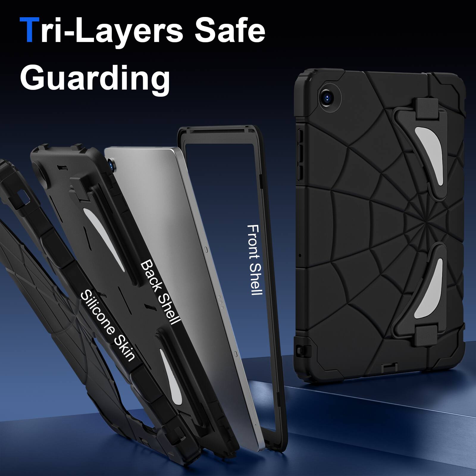 Tri-Layers Safe Guarding  
Back Silicone Shell Skin  
Front Shell