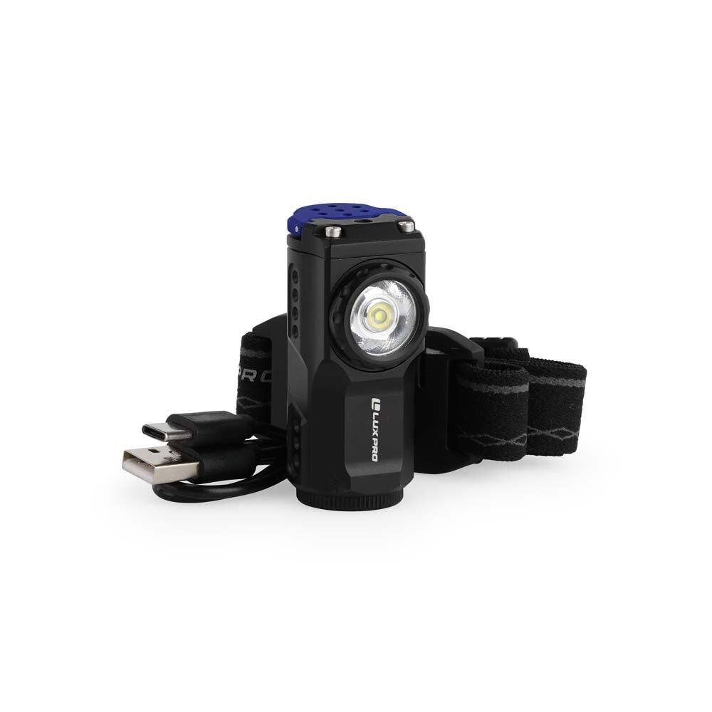 Angle. LUXPRO - Quick-Connect LED Headlamp, 800 Lumens - Black, Blue.