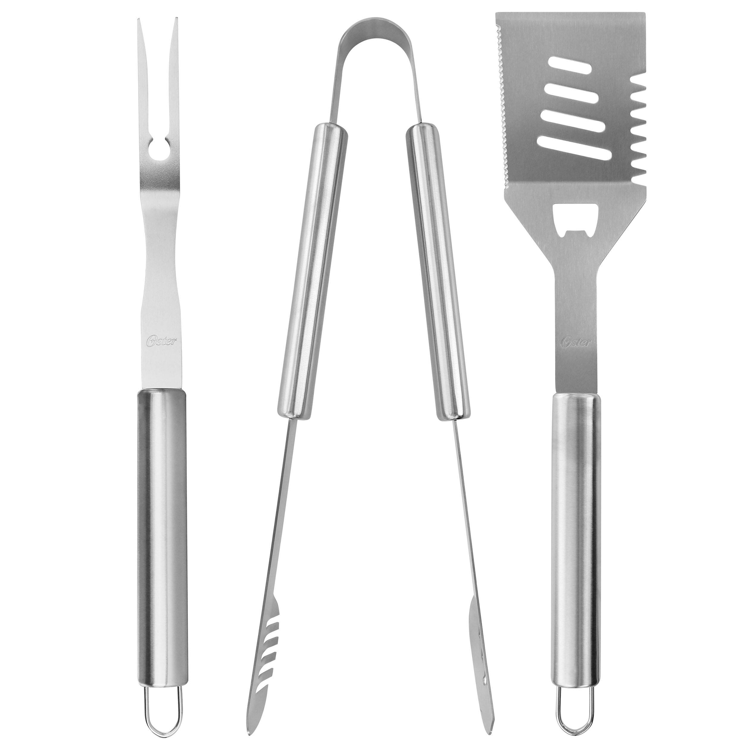 Oster - Baldwin 3 Piece Stainless Steel Barbecue Tool Set - Silver