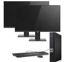 Dell - Refurbished Excellent - 3040 Tiny Desktop Computer PC | Intel Core i5-6th 2.5GHz | 16GB RAM | 500GB HDD | Dual 22" LED | KB & Mouse | Win11 - Black