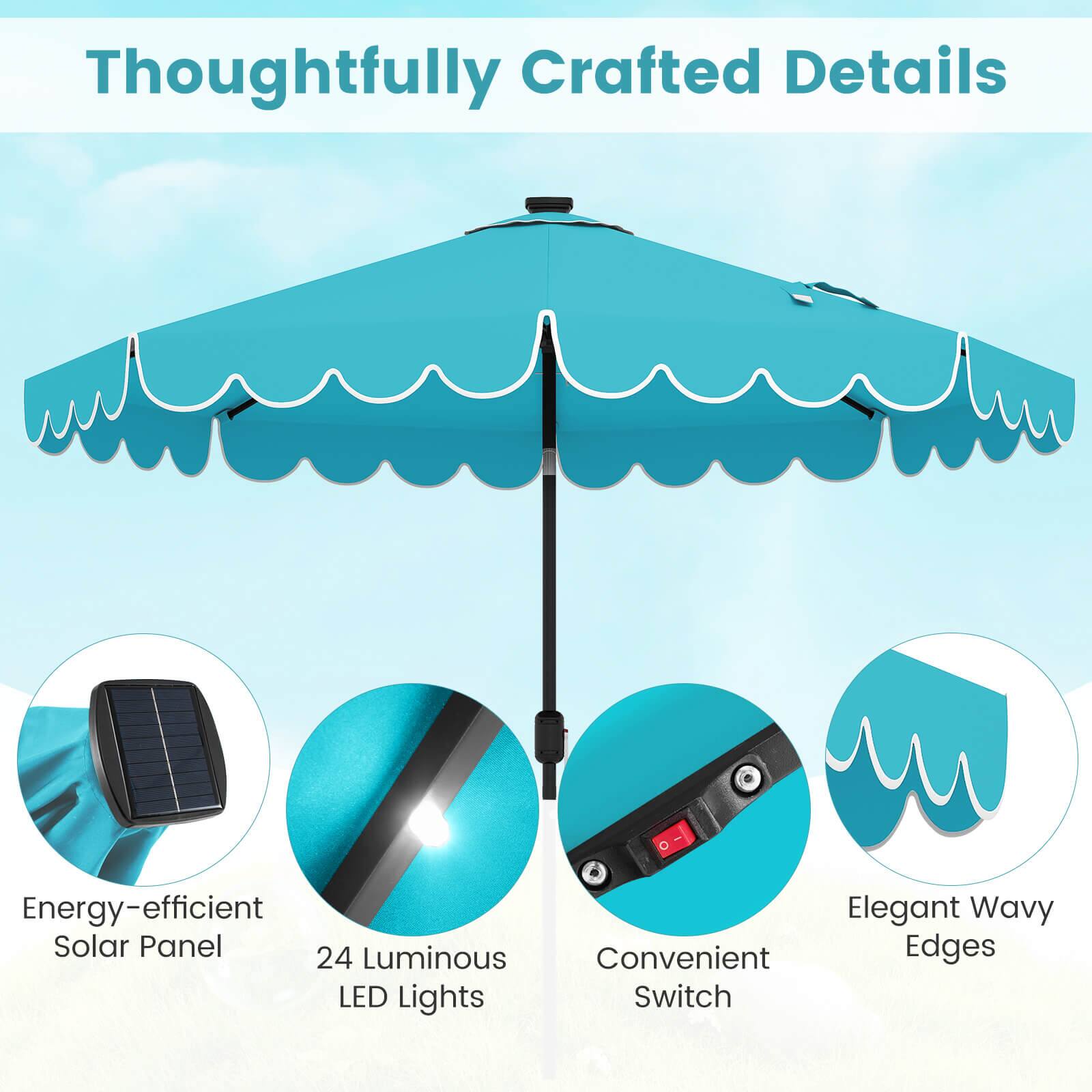 Thoughtfully Crafted Details: Energy-efficient, Elegant Wavy Solar Panel, 24 Luminous LED Lights, Convenient Edges, Switch.