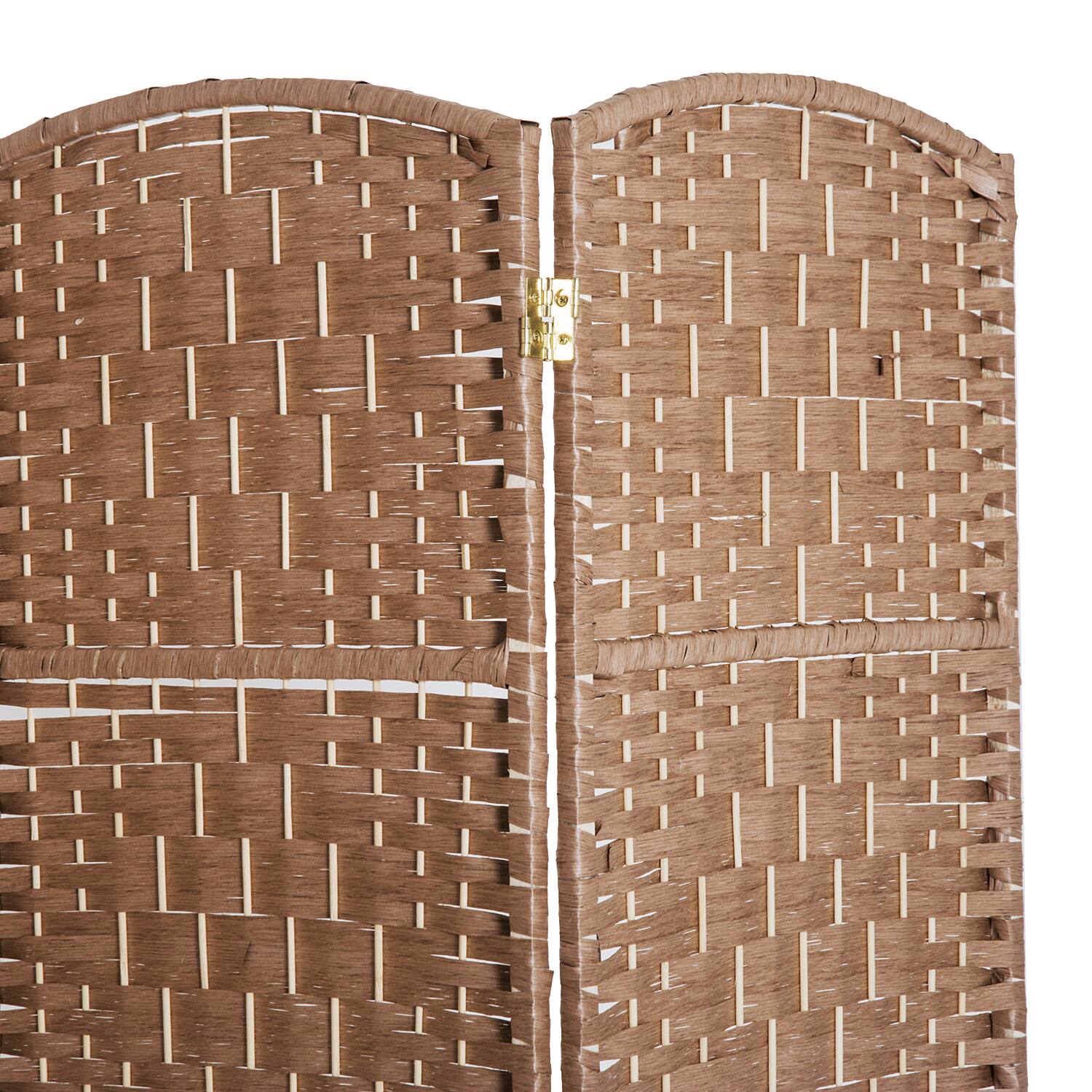 Alt View 6. Homcom - Divider 6 Panel, 6FT Tall Folding Privacy Screen, Freestanding Hand-Woven Partition for Room Separation with 360° Hinges - Natural Wood.